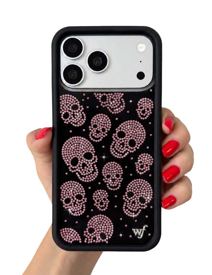Better Half with Stas and Vic Rhinestone Skull | Black and Pink iPhone Case