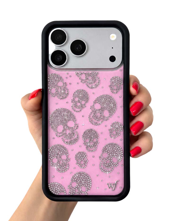 Better Half with Stas and Vic Rhinestone Skull | Pink and Clear iPhone Case