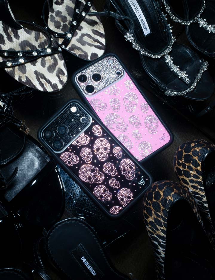 Better Half with Stas and Vic Rhinestone Skull | Pink and Clear iPhone Case