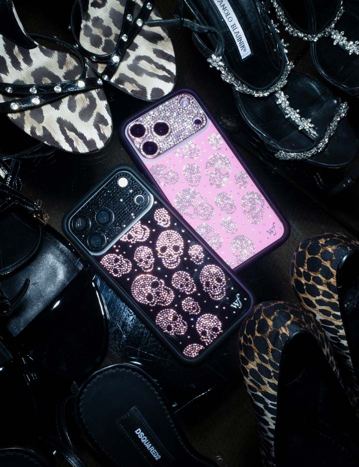 Better Half with Stas and Vic Rhinestone Skull | Black and Pink iPhone Case