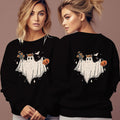 Women's Cartoon Halloween Hoodies Funny Flower Pumpkin Ghost