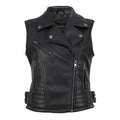 Women's Vest Slim Fit Short PU Leather Motorcycle Vest