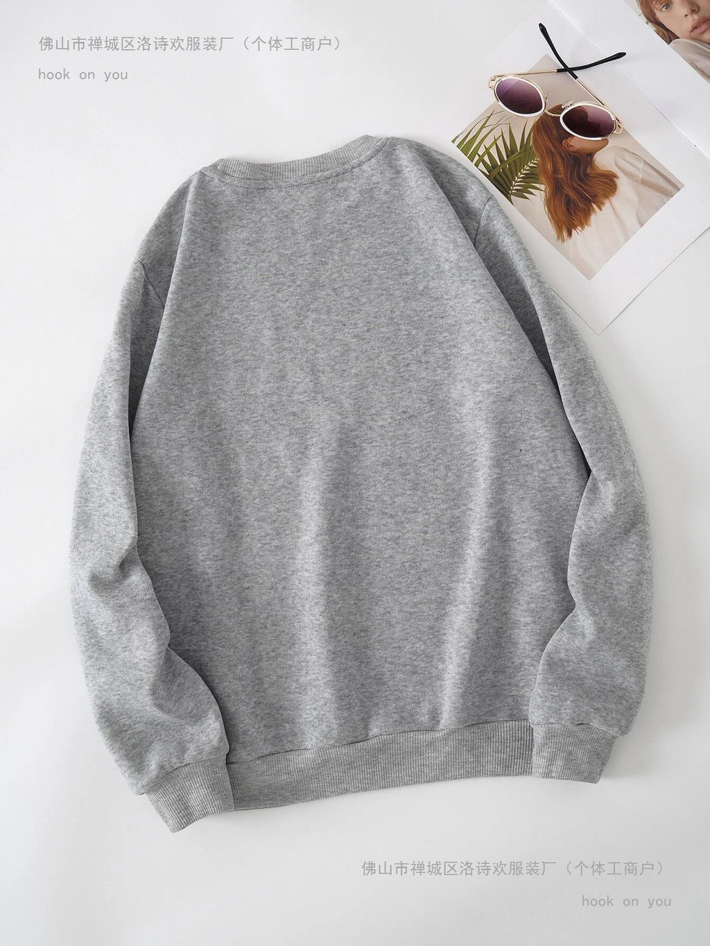 Women's Print Thermal Lined Crew Neck Loose Pullover Long sleeve shirt