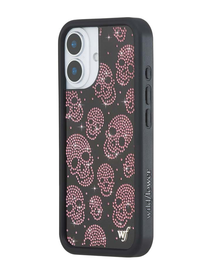 Better Half with Stas and Vic Rhinestone Skull | Black and Pink iPhone Case