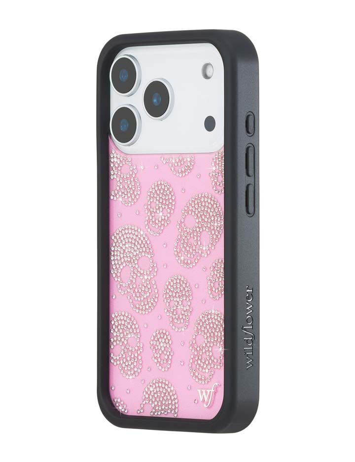 Better Half with Stas and Vic Rhinestone Skull | Pink and Clear iPhone Case